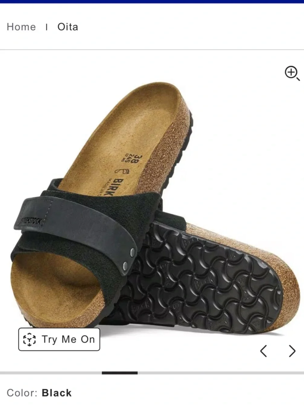 Birkenstock Oita Black Suede Cork Slide - Picture 4 of 8